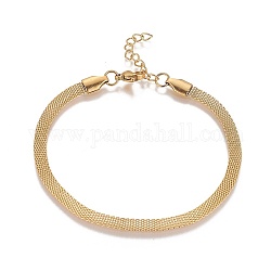 Ion Plating(IP) Stainless Steel Network Chains/Mesh Bracelets Bracelets, with Lobster Claw Clasps, Golden, 7-5/8 inch(19.3cm)~7-5/8 inch(19.5cm)