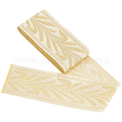 Лента из полиэстера в этническом стиле, плоская лента с рисунком листьев, для ювелирных изделий, ремесло, светлый золотарник желтый, 2-5/8 дюйм (67~68 мм)