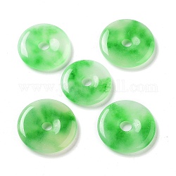 Teñidos colgantes de jade blanco natural, rosquillas, verde lima, 21~24x3.5~4mm, agujero: 4~5 mm
