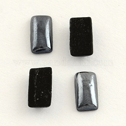 Pearlized Plated Opaque Glass Cabochons, Rectangle, Black, 15x5x2.5mm