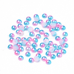 Cabochons en acrylique imitation perle, dôme, rose chaud, 8x4mm, environ 2000 pcs / sachet 