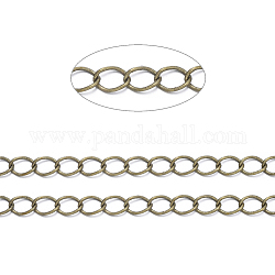 Brass Twisted Chains, Curb Chains, Soldered, with Spool, Oval, Lead Free & Nickel Free & Cadmium Free, Antique Bronze, 5x4x0.5mm, about 301.83 Feet(92m)/roll