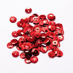 Perles de paillette en plastique, perles de paillettes semi-calottes, le trou central, firebrick, 8x0.5mm, Trou: 1mm