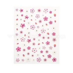 Calcomanías de uñas de arte calcomanías, autoadhesivo, para decoraciones con puntas de uñas, patrón de flores, rosa perla, 9.9x7.9 cm