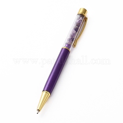 Kugelschreiber, mit natürlichen Amethyst Chip-Perlen, 14.1x1.3x0.95 cm