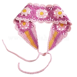 Bandeaux élastiques en laine au crochet tournesol, accessoires de cheveux larges pour femmes filles, orchidée, 900x70mm