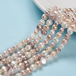 Hebras de perlas de agua dulce cultivadas naturales, dos lados pulidos, pepitas, color de concha, 4~7x6~8x3.5~5mm, agujero: 0.6 mm, aproximamente 43 pcs / cadena, 13.19 pulgada