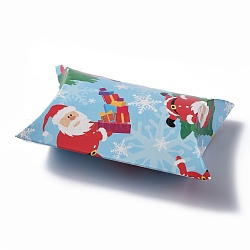 Cajas de almohadas de papel, cajas de regalo de dulces, para favores de la boda baby shower suministros de fiesta de cumpleaños, luz azul cielo, patrón de Papá Noel, 3-5/8x2-1/2x1 pulgada (9.1x6.3x2.6 cm)