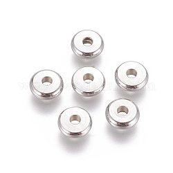 Intercalaire perles en 304 acier inoxydable, plat rond, couleur inoxydable, 7x2mm, Trou: 1.8mm