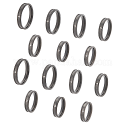 Unicraftale 14pcs 7 anello di barretta scanalato del rhinestone di cristallo di formato, strutturato 201 gioielli in acciaio inossidabile per uomo donna, elettroforesi nera, noi taglia 5 1/4~12 3/4 (15.9~22mm), 2pcs / size