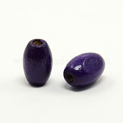 Lead Free Wood Beads, Oval, Nice for Children's Day Gift Making, Dyed, Blue Violet, Size: about 8mm wide, 12mm long, hole: 3mm