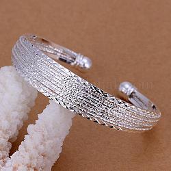 Классические манжеты браслеты дизайн латуни для женщин, серебристый цвет, 60 мм