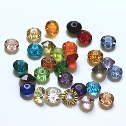 Perles d'imitation cristal autrichien, grade AAA, facette, plat rond, couleur mixte, 4.5x2.5mm, Trou: 0.7~0.9mm
