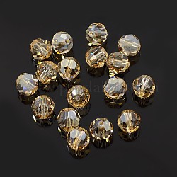 Perlien cristallo austriaco, 8 mm sfaccettato tondo, colore dell'ombra d'oro, Foro: 1 mm
