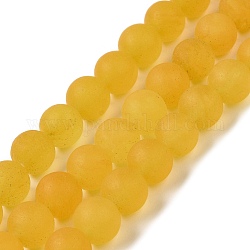 Naturali tinti perle di giada fili, smerigliato, tondo, goldenrod, 8~8.5mm, Foro: 1 mm, circa 47~48pcs/filo, 14.69''~14.96'' (37.3~38 cm)
