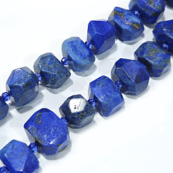 Abalorios de lapislázuli naturales hebras, facetados, pepitas, 13~17x15~21x13~17mm, agujero: 0.8 mm, aproximamente 22 pcs / cadena, 15.3 pulgada (39 cm)