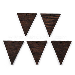 Pendentifs en bois de wengé naturel, non teint, breloques de triangle, brun coco, 37.5x31.5x3.5mm, Trou: 2mm