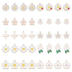 Superfindings about 80pcs 10 стильные эмалевые цветочные подвески сплав эмалированные подвески цветок горный хрусталь подвески подвески для браслета ожерелья отверстие для изготовления ювелирных изделий: 1.5~2 мм