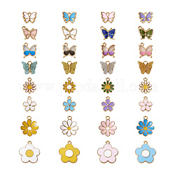 Fashewelry 128pcs8スタイルアロイエナメルペンダント  蝶＆花  ミックスカラー  16個/スタイル