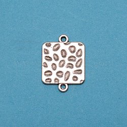 Connecteurs de liens en alliage de zinc de style tibétain, sans cadmium et sans plomb, carrée, argent antique, 26x19x1.5mm, Trou: 1.8mm