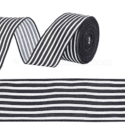 Polyesterband, Schwarz und Weiß, Streifenmuster, 2-1/2 Zoll (62 mm), 12 Yards / Rolle