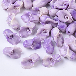 Perles de corail synthétiques, teinte, deux tons, lis calla, orchidée, 15x10x9mm, Trou: 1.5mm