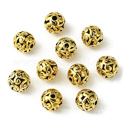 Tibetischen Stil hohlen Metallkugeln, Runde, golden, 11 mm