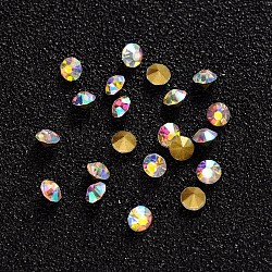 Конусные стеклянные стразы, граненых алмазов, с покрытием на задной стороне, хрусталь AB, 3x2 мм, около 1440 шт / упаковка