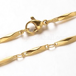 304 Edelstahl bar Gliederketten Halsketten, mit Karabiner verschlüsse, facettiert, golden, 17.2 Zoll (43.7 cm)