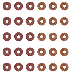 Distanzperlen aus Rindsleder, Lederdichtung Septum, Donut / Pi-Scheibe, Kokosnuss braun, 6x1 mm, Bohrung: 2 mm