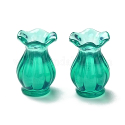 Des perles de résine transparentes, pas de trous / non percés, vase, vert de mer clair, 14x21mm, diamètre intérieur: 6 mm