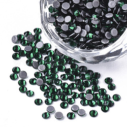 Hotfix rhinestone, vidrio de rhinestone plana espalda cabujones, semicírculo, esmeralda, ss10, 2.7~2.8x1 mm, aproximamente 1440 unidades / bolsa
