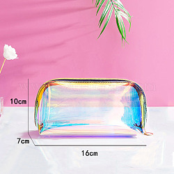 Laser Portable PVC Transparent Waterpoof Makeup Storage Bag, Multi-functional Wash Bag, with Pull Chain, Colorful, 7x16x10cm