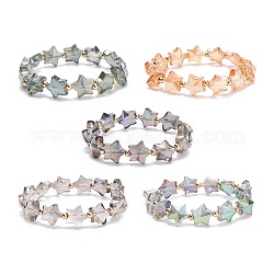 Bracelet extensible en perles d'étoile de verre pour femme, couleur mixte, diamètre intérieur: 1-7/8 pouce (4.9 cm)