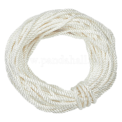 Cordons en polyester à 3 épaisseur, corde torsadée, pour la fabrication de poignée de corde de sac de cadeau de bricolage, blanc, 6mm, 27 m