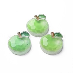 Transparente Epoxidharz-Cabochons, facettiert, Apfel, hellgrün, 21x20.5x7 mm