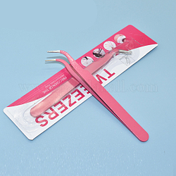 Pinzette aus rostfreiem Stahl, Kopf beugen, neon rosa , 11.6x1 cm