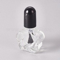 Leere Flasche aus transparentem Glasnagellack, mit Bürste, Blütenform, Transparent, 5.35x3x1.55 cm, Kapazität: 4 ml (0.13 fl. oz)