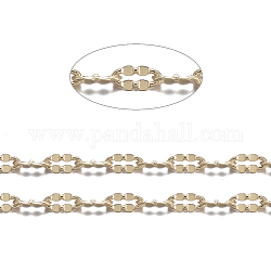 Cadenas de latón chapado en oro real de 18k, cadenas de cable, con carrete, soldada, Plano Oval, 4x2x0.5mm, aproximadamente 32.8 pie (10 m) / rollo