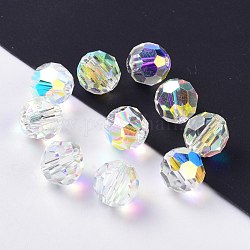 Imitation Austrian Crystal Beads, Grade AAA, Faceted(32 Facets), Round, Clear AB, 4mm, Hole: 0.7~0.9mm