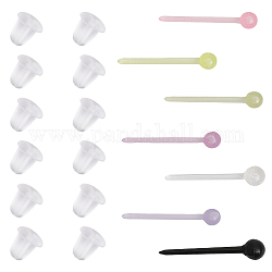 Chgcraft 350 pièces 7 couleurs en plastique minuscule boule boucles d'oreilles avec poussoirs d'oreilles pour les femmes, couleur mixte, 14x2.5mm, pin: 0.9 mm, 50 pcs / couleur