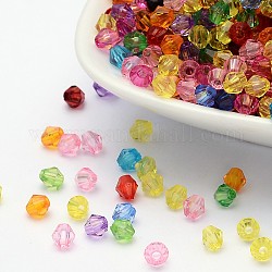Faceted Bicone Transparent Acrylic Beads, Dyed, Mixed Color, 4mm, Hole: 1mm, about 13000pcs/500g