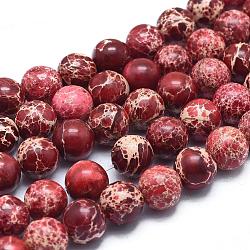Brins de perles de jaspe impérial naturel, teinte, ronde, rouge violet pâle, 8mm, Trou: 1mm, Environ 49 pcs/chapelet, 15.7 pouce