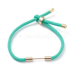 Fabbricazione del braccialetto del cavo di nylon intrecciato, con accessori di ottone, verde chiaro, 9-1/2 pollice (24 cm), link: 30x4 mm