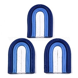 Handmade Polymer Clay Pendants, Circular Arch, Midnight Blue, 43x32x5mm, Hole: 1.5~2mm