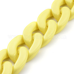 Catene di cordoli in acrilico opaco fatto a mano, catena intrecciato, ovale, per fare gioielli, giallo, link: 30x21x6 mm, 39.37 pollice (1 m)/filo