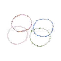 Braccialetto elasticizzato con perline rotonde in erba da donna, colore misto, diametro interno: 2-3/8 pollice (6 cm)
