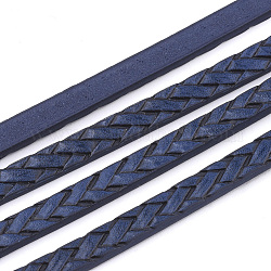 Плетеные плоские шнуры из искусственной кожи с одним лицом, Marine Blue, 5x2 мм, около 1.31 ярда (1.2 м) / прядь