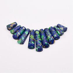 Perles de regalite et de lapis-lazuli, pendentifs éventails gradués, perles focales, 17~40x9~9.5x5~6mm, Trou: 1mm, 11 pcs / chapelet, 3.54 pouce