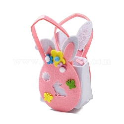 Sacchetto di caramelle di coniglio pasquale in tessuto non tessuto, con maniglie, borsa regalo bomboniere per bambini ragazzi ragazze, roso, 19.5x11x6.8cm